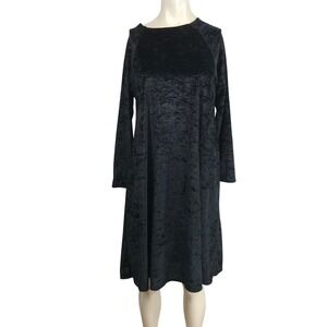 AVON STYLE Crushed Velvet Long Sleeve Dress Women Size Small Black Goth Witch